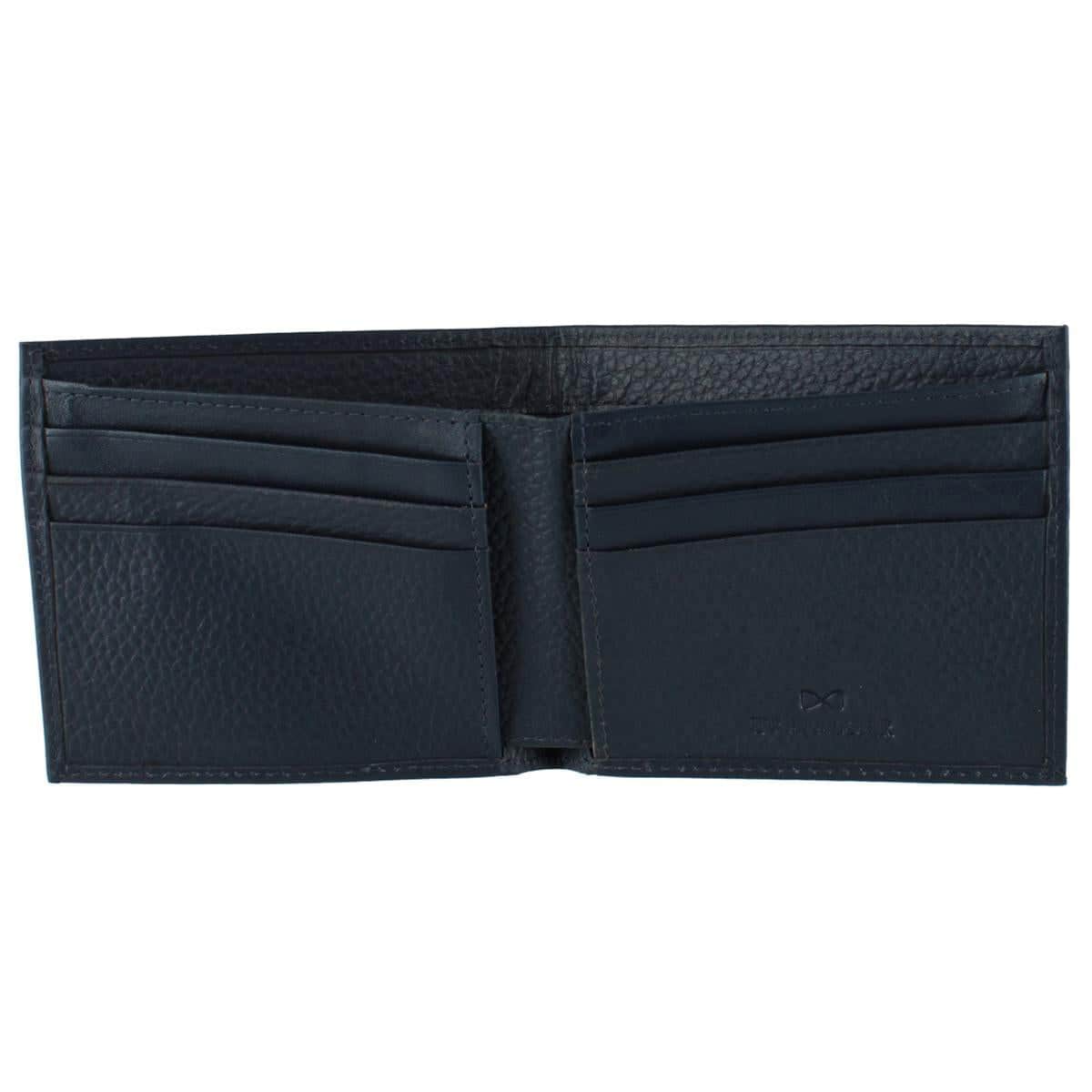 Pierce Pebble Grain Classic Leather Bi-Fold Wallet - Navy