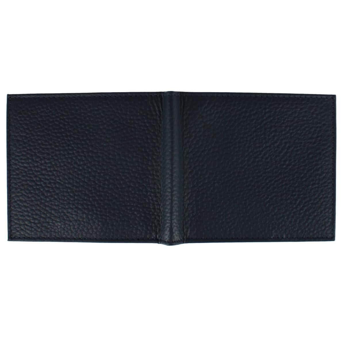 Pierce Pebble Grain Classic Leather Bi-Fold Wallet - Navy
