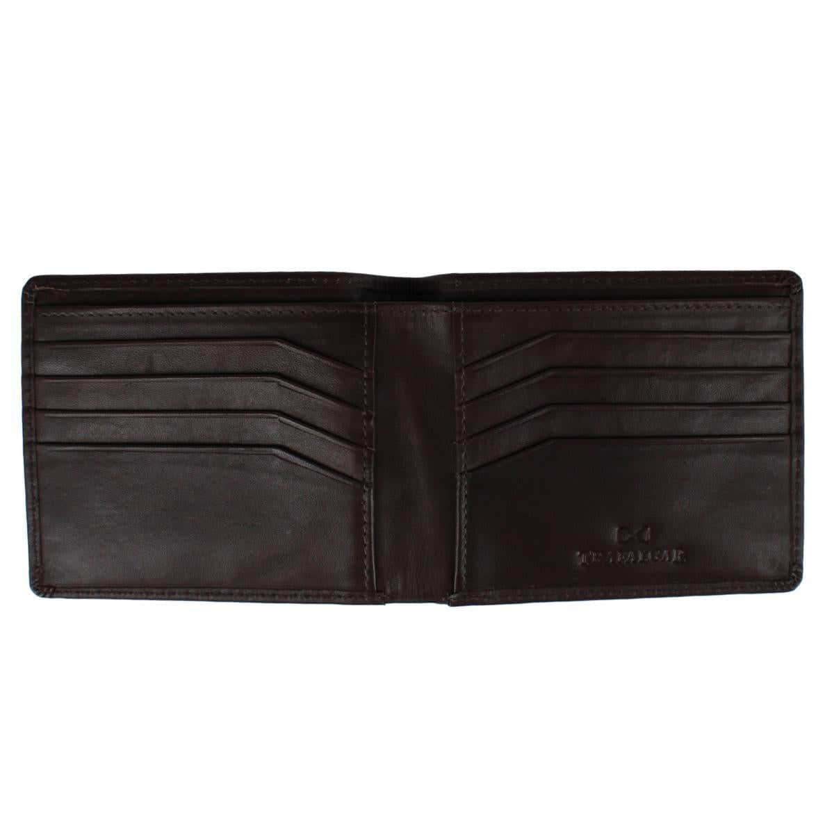 Lazzaro Lattice Weave Leather Bi-Fold Wallet - Dark Brown