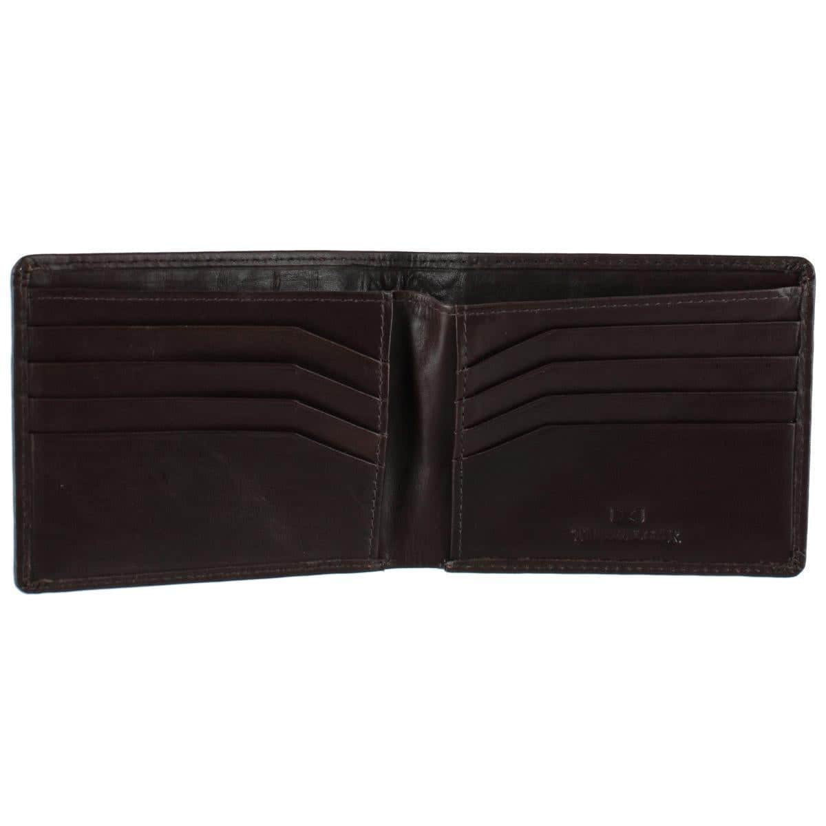 Lazzaro Lattice Weave Leather Bi-Fold Wallet - Dark Brown