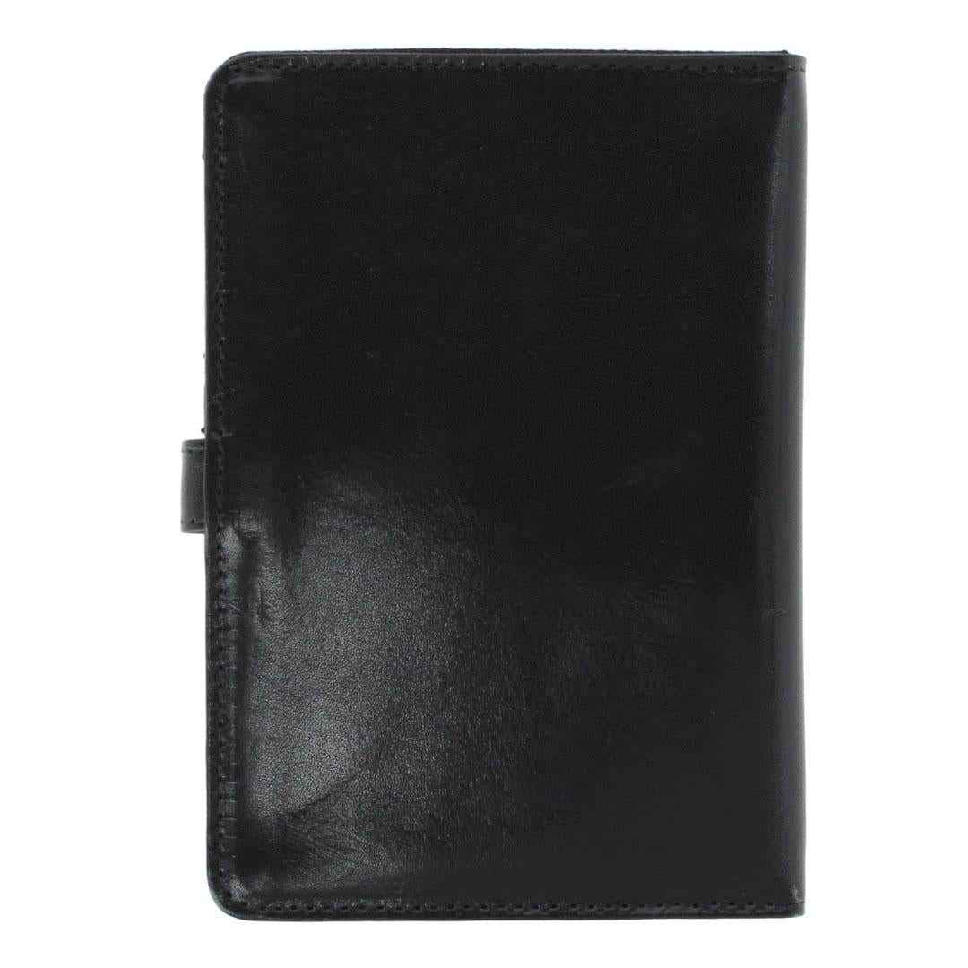 Zaiden Italian Cortina Leather Snap Closure Passport Wallet - Black