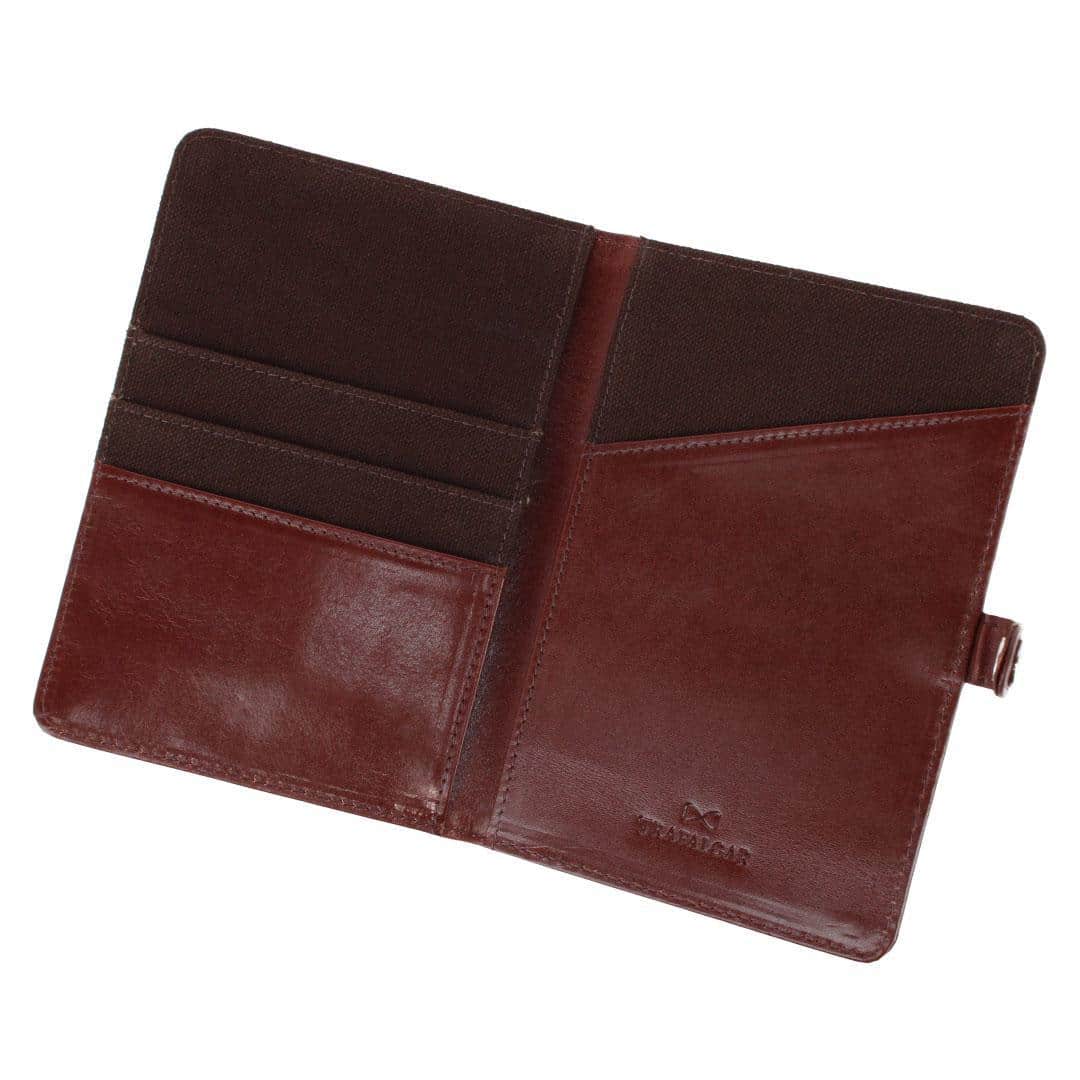Zaiden Italian Cortina Leather Snap Closure Passport Wallet - Honey Maple