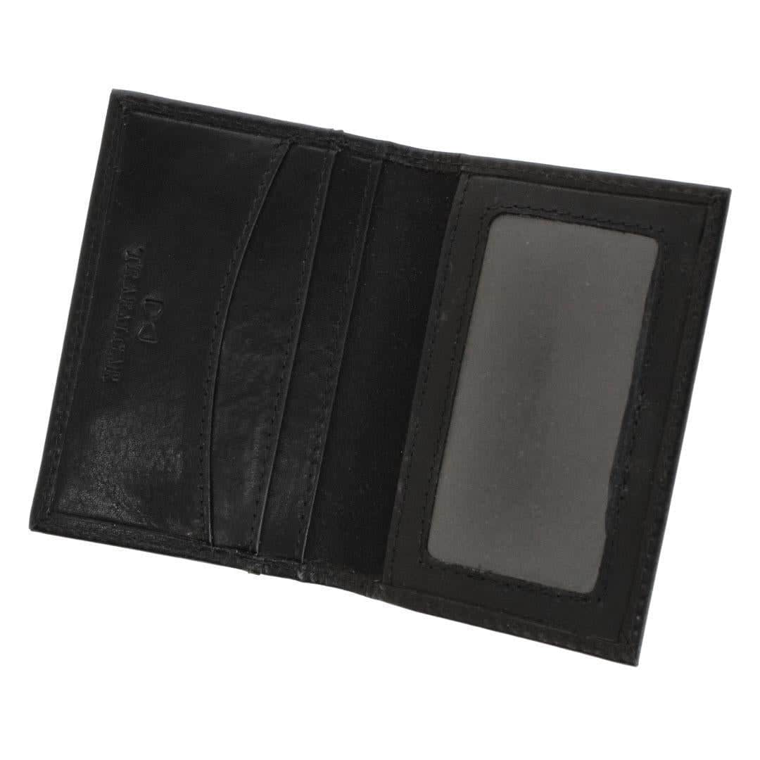Tennyson Bi-Fold ID Window Leather Card Case - Black