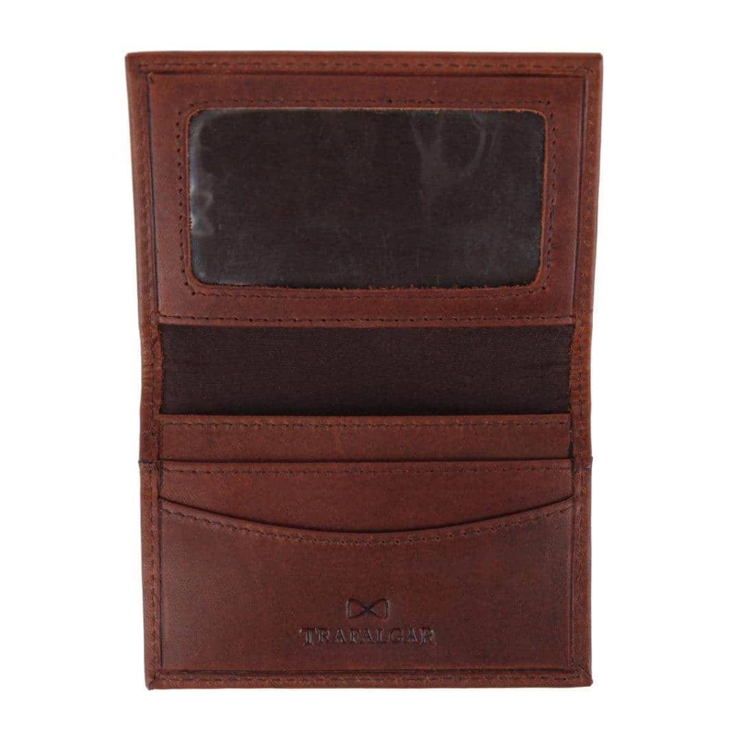 Tennyson Bi-Fold ID Window Leather Card Case - Brown