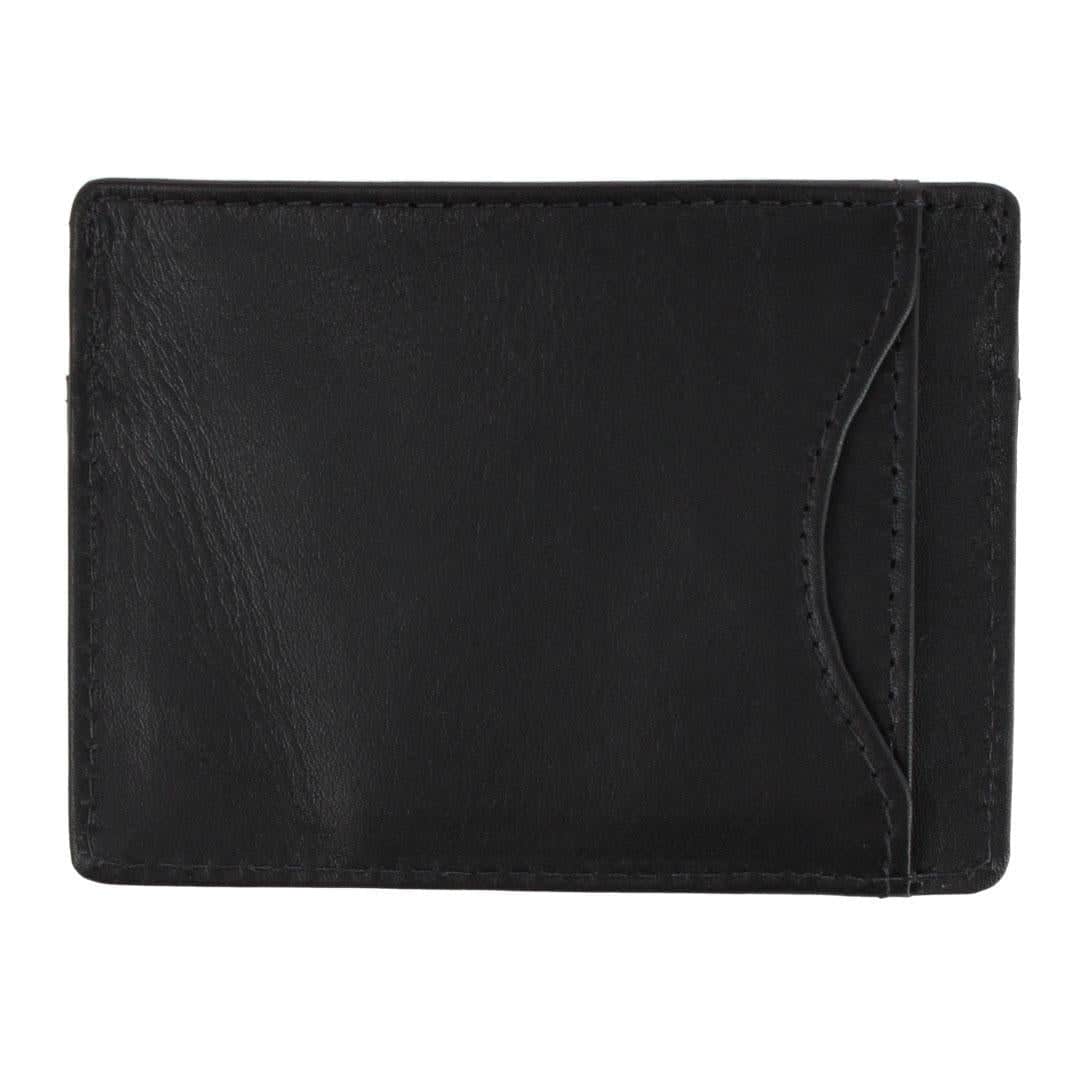Orion Curved Side Slot Leather Card Case - Black