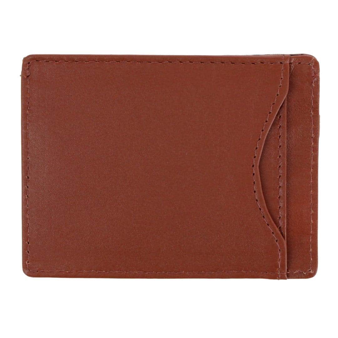 Orion Curved Side Slot Leather Card Case - Tan