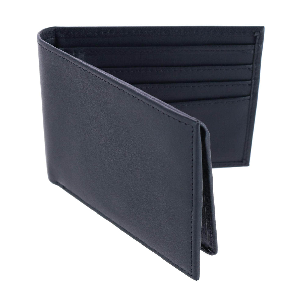 Sergio Genuine Leather RFID Bi-Fold Passcase Wallet - Black