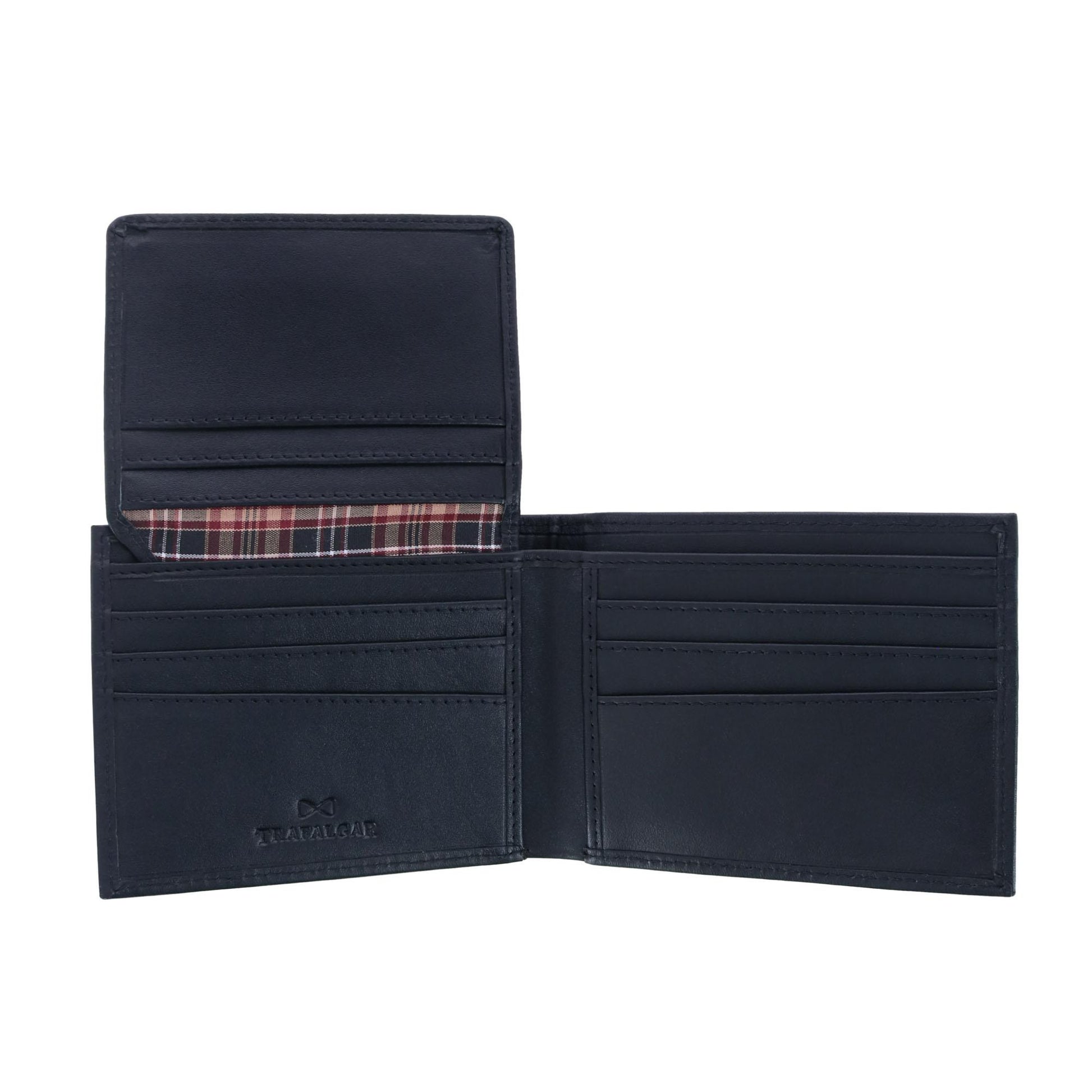 Sergio Genuine Leather RFID Bi-Fold Passcase Wallet - Black