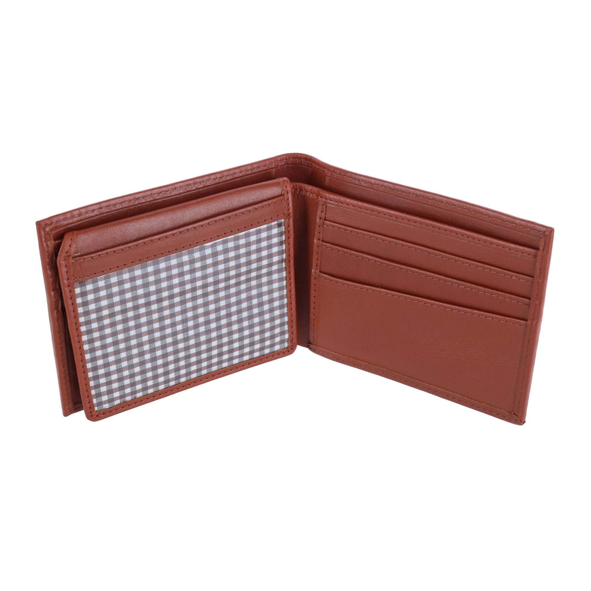 Sergio Genuine Leather RFID Bi-Fold Passcase Wallet - Tan