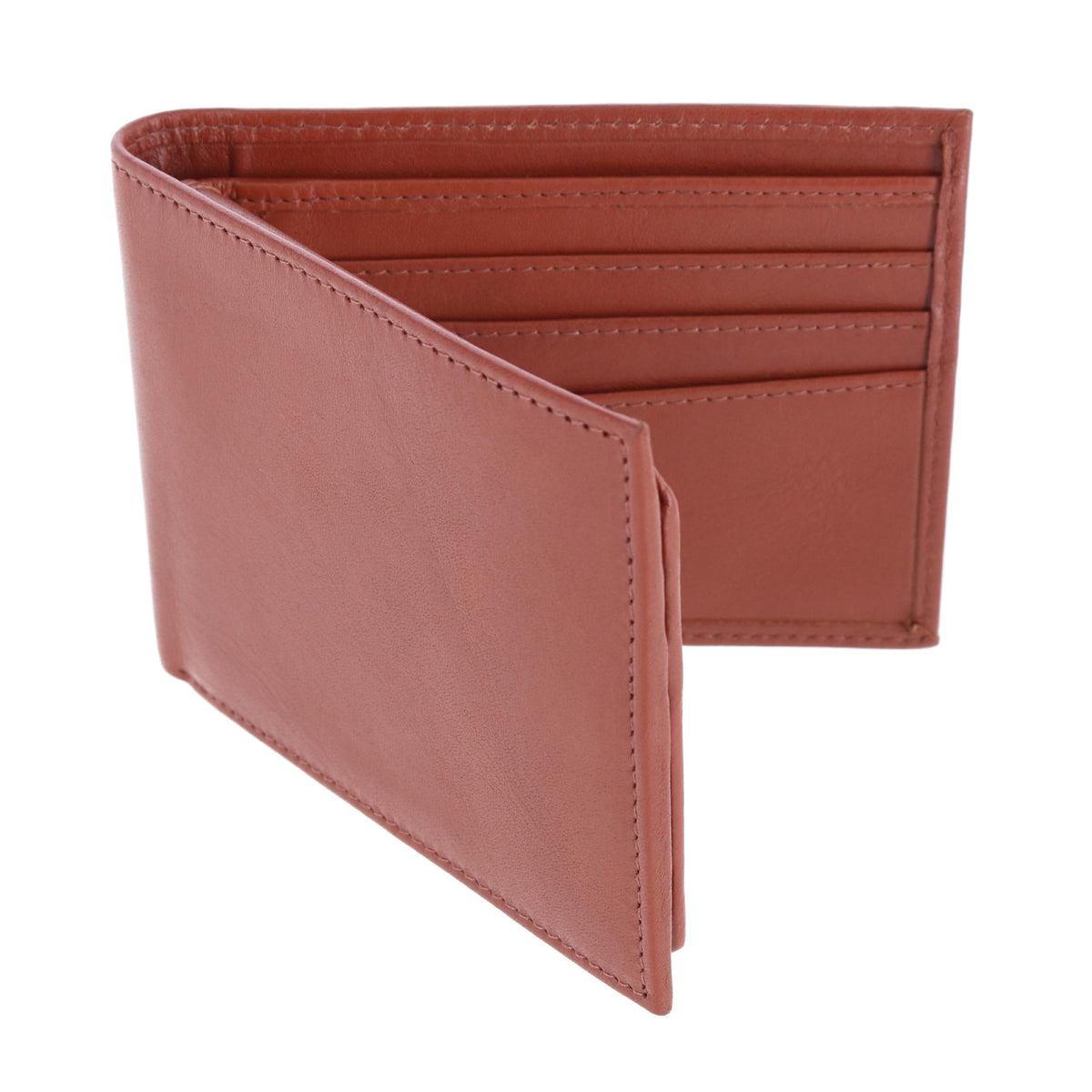 Sergio Genuine Leather RFID Bi-Fold Passcase Wallet - Tan