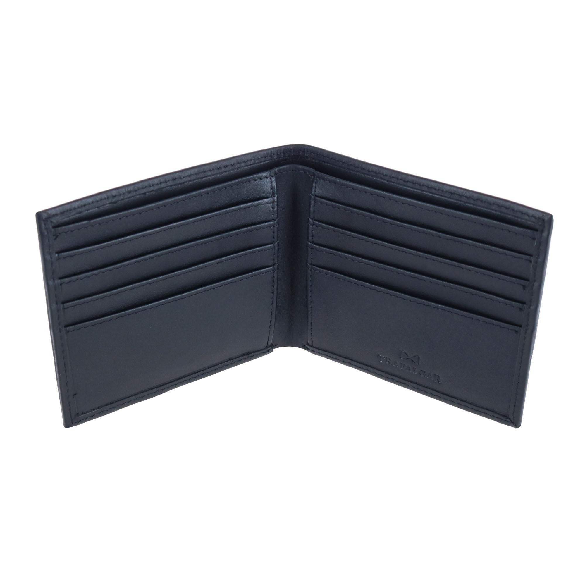 Sergio Genuine Leather 8-Slot Bi-Fold RFID Wallet - Black