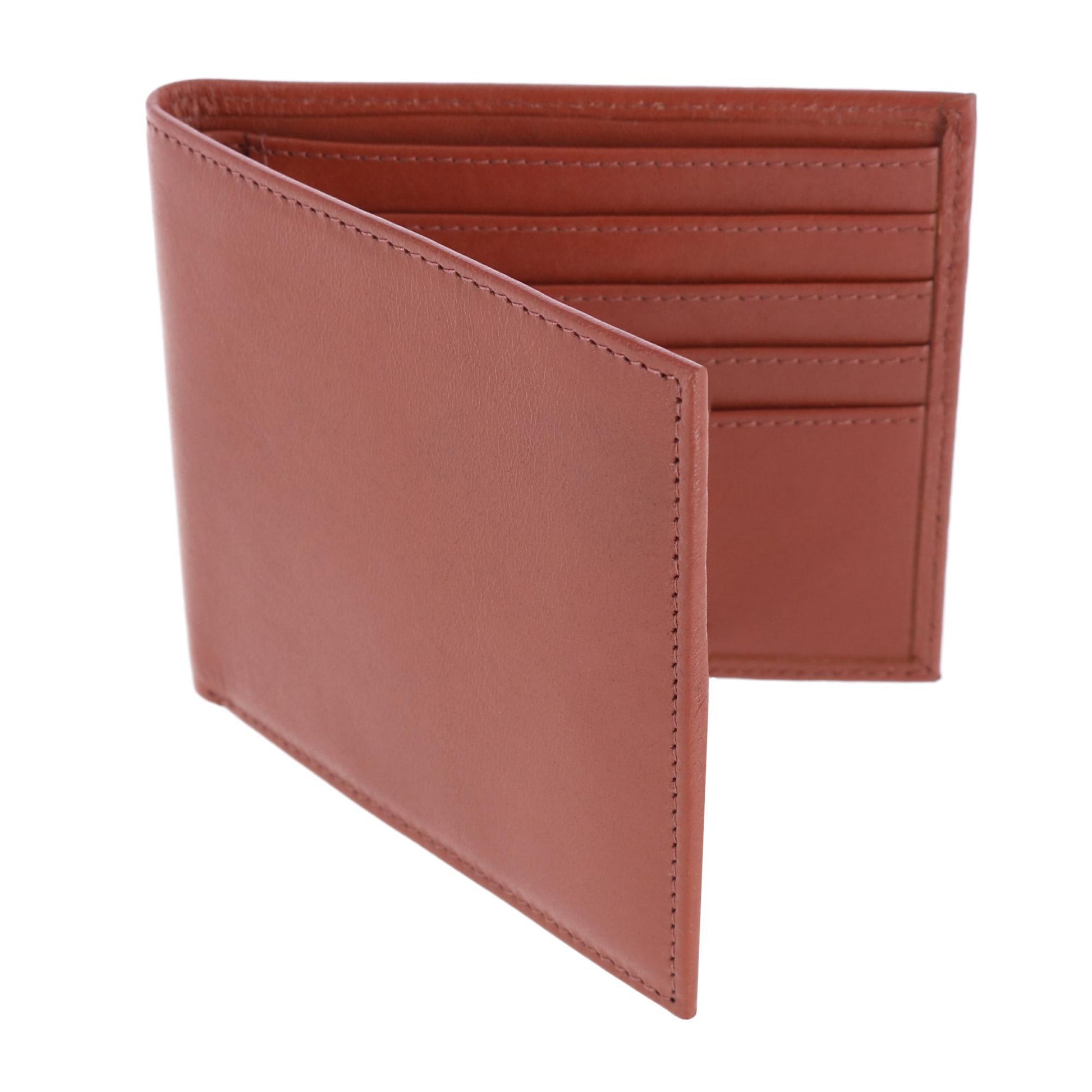 Sergio Genuine Leather 8-Slot Bi-Fold RFID Wallet - Tan
