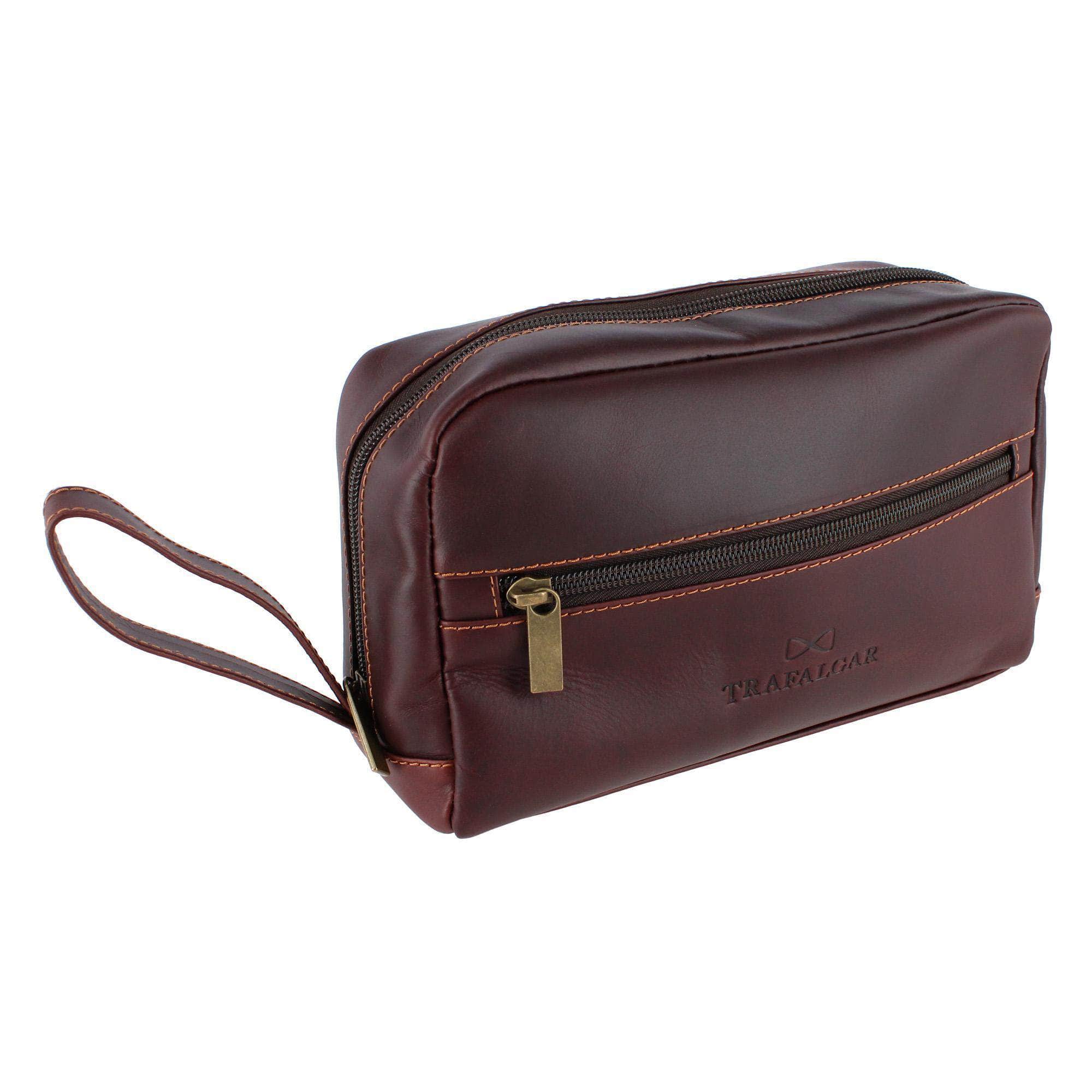 Henson Genuine Leather Travel & Personal Item Bag - Brown