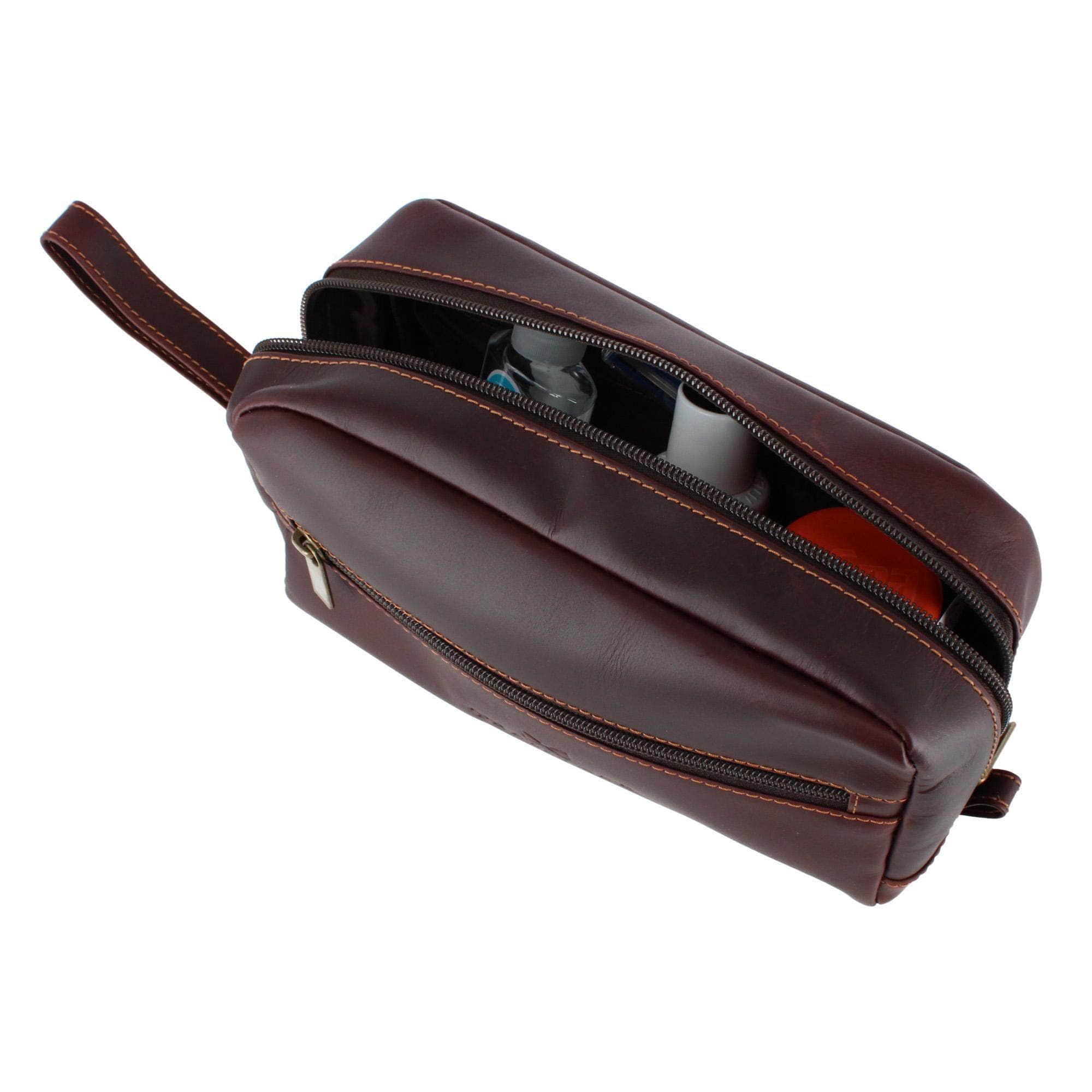 Henson Genuine Leather Travel & Personal Item Bag - Brown