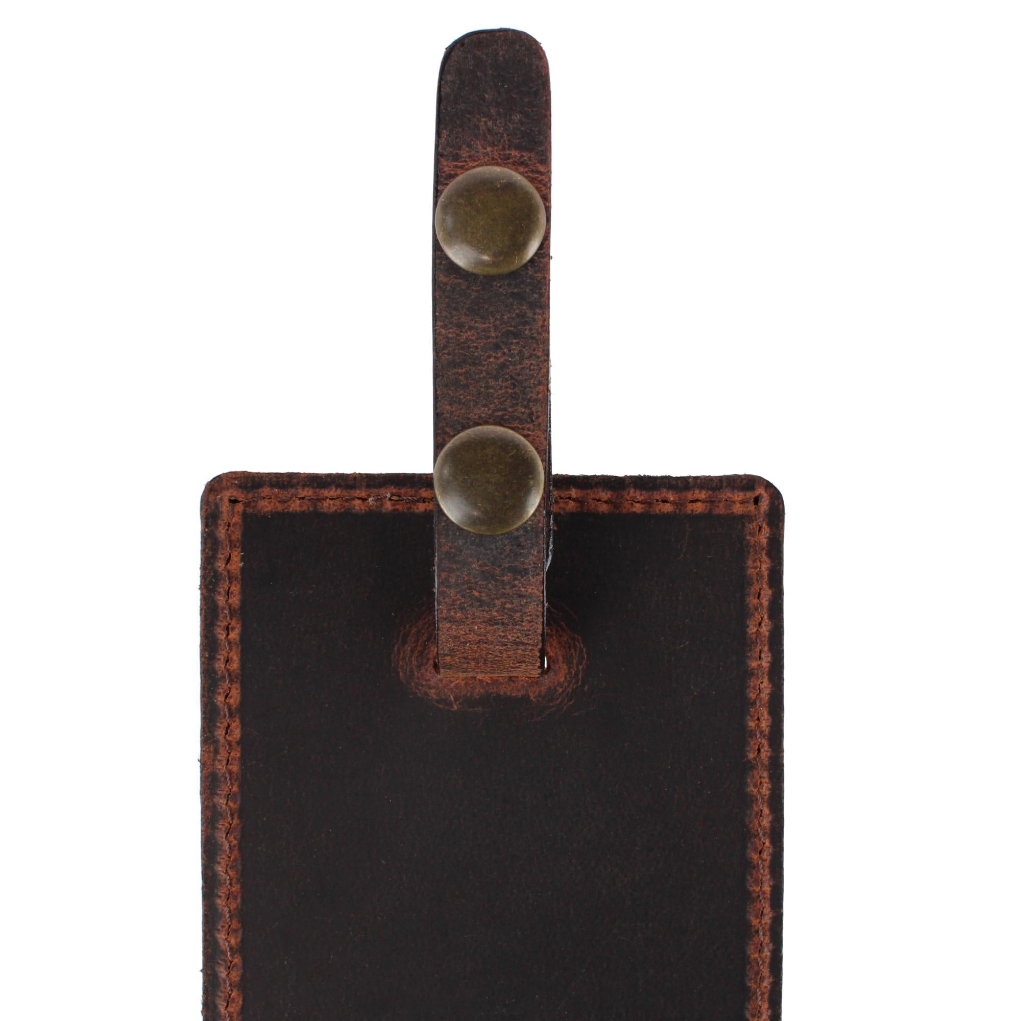 Bly Genuine Oil Tanned Leather Luggage Tag - Brown