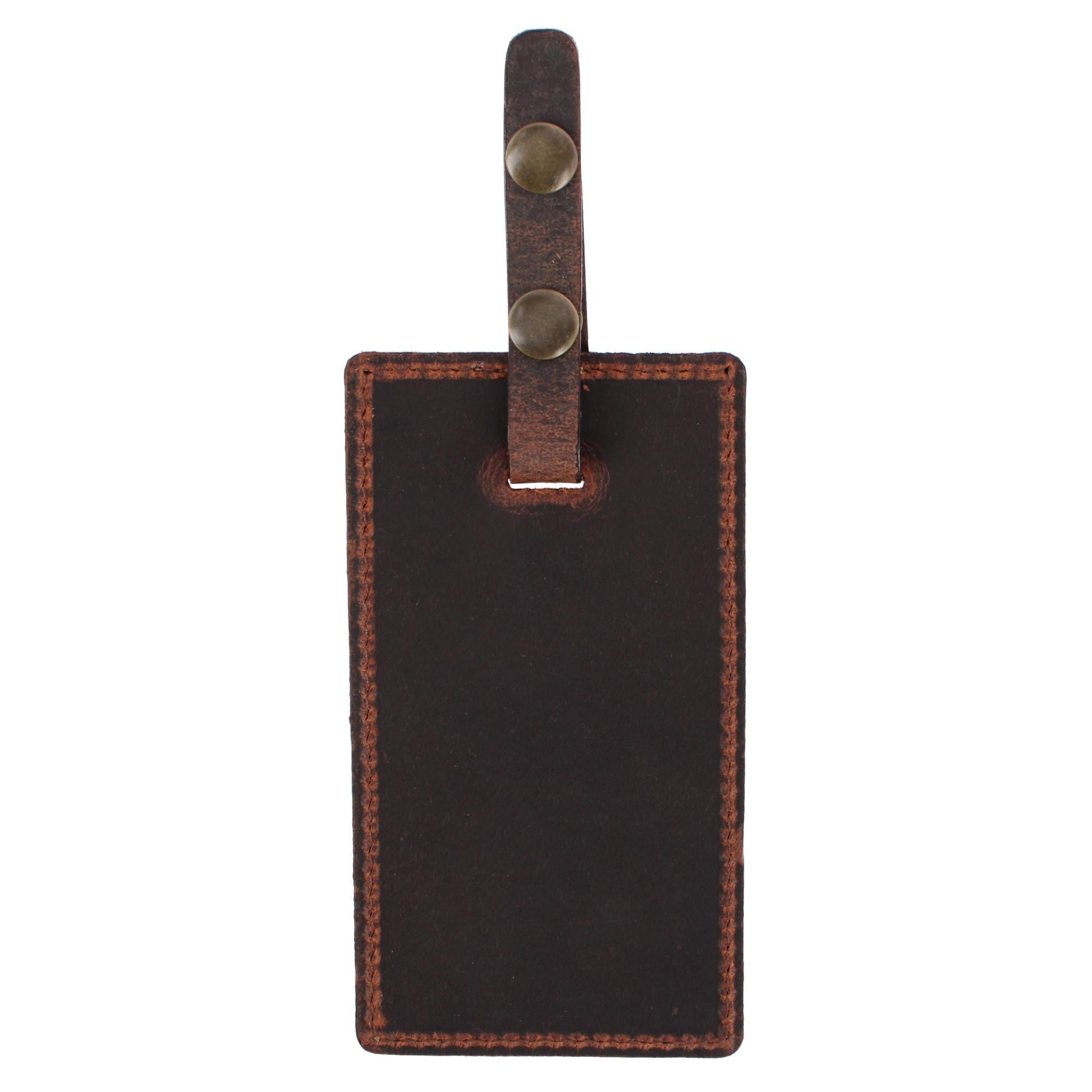 Bly Genuine Oil Tanned Leather Luggage Tag - Brown