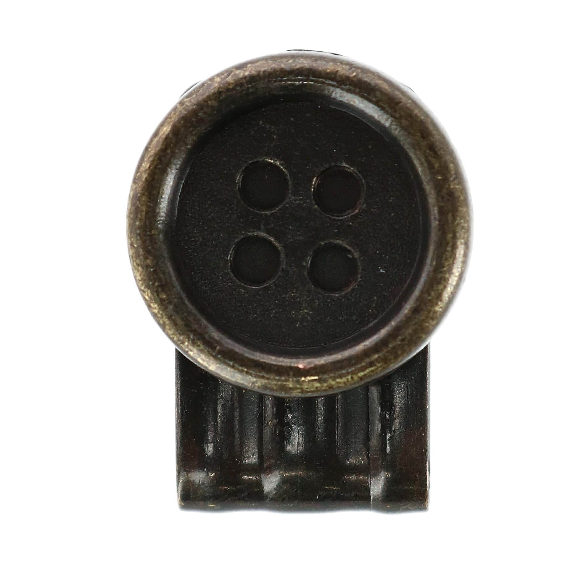 No Sew Moveable Button End Brace Clips (Set of 6) - Antique Brass