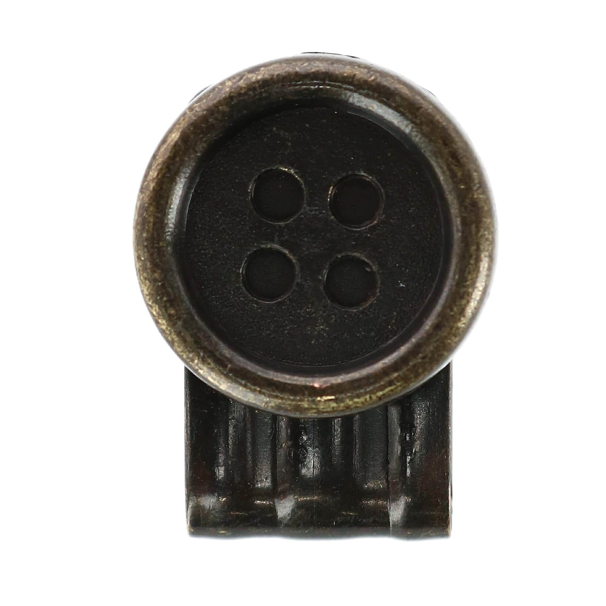 No Sew Moveable Button End Brace Clips (Set of 6) - Antique Brass