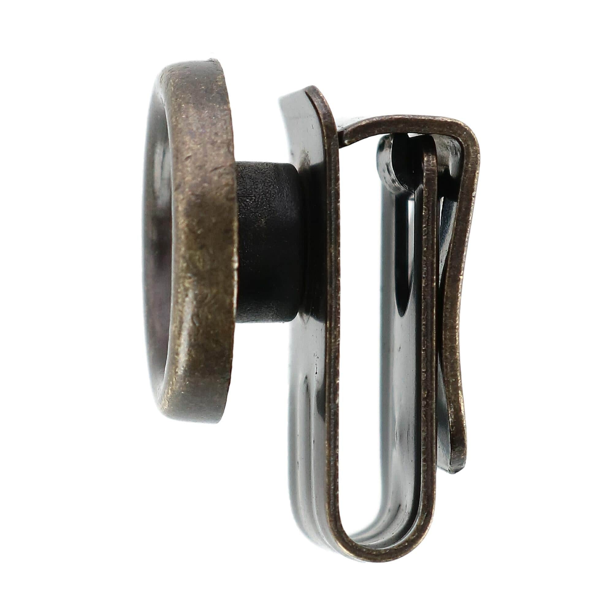 No Sew Moveable Button End Brace Clips (Set of 6) - Antique Brass