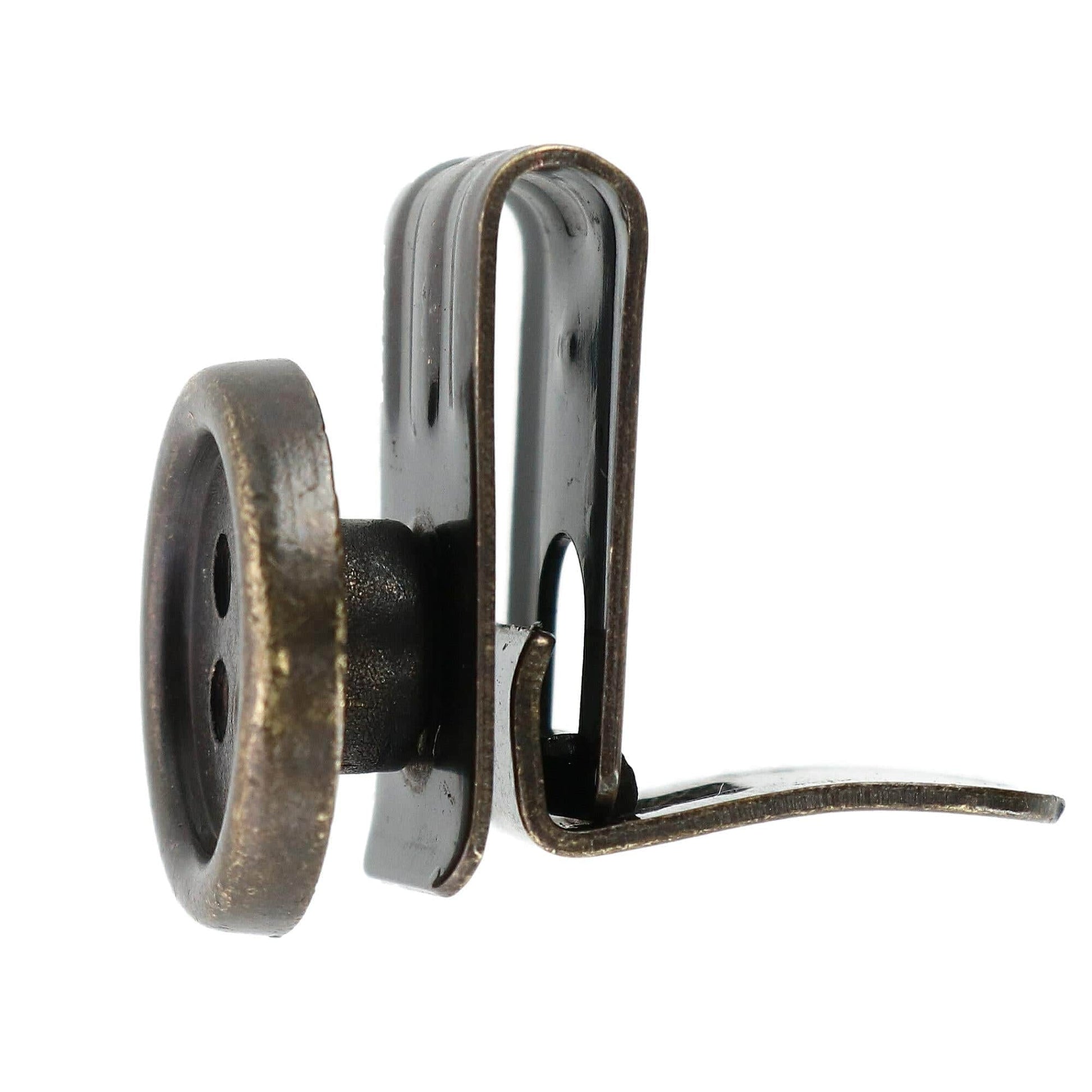 No Sew Moveable Button End Brace Clips (Set of 6) - Antique Brass