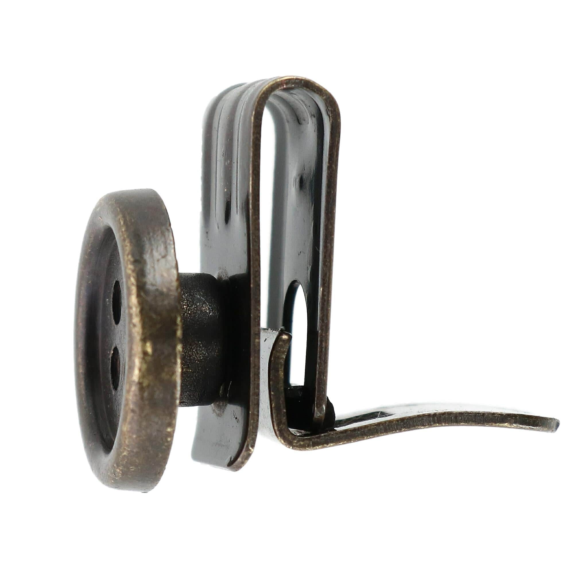 No Sew Moveable Button End Brace Clips (Set of 6) - Antique Brass