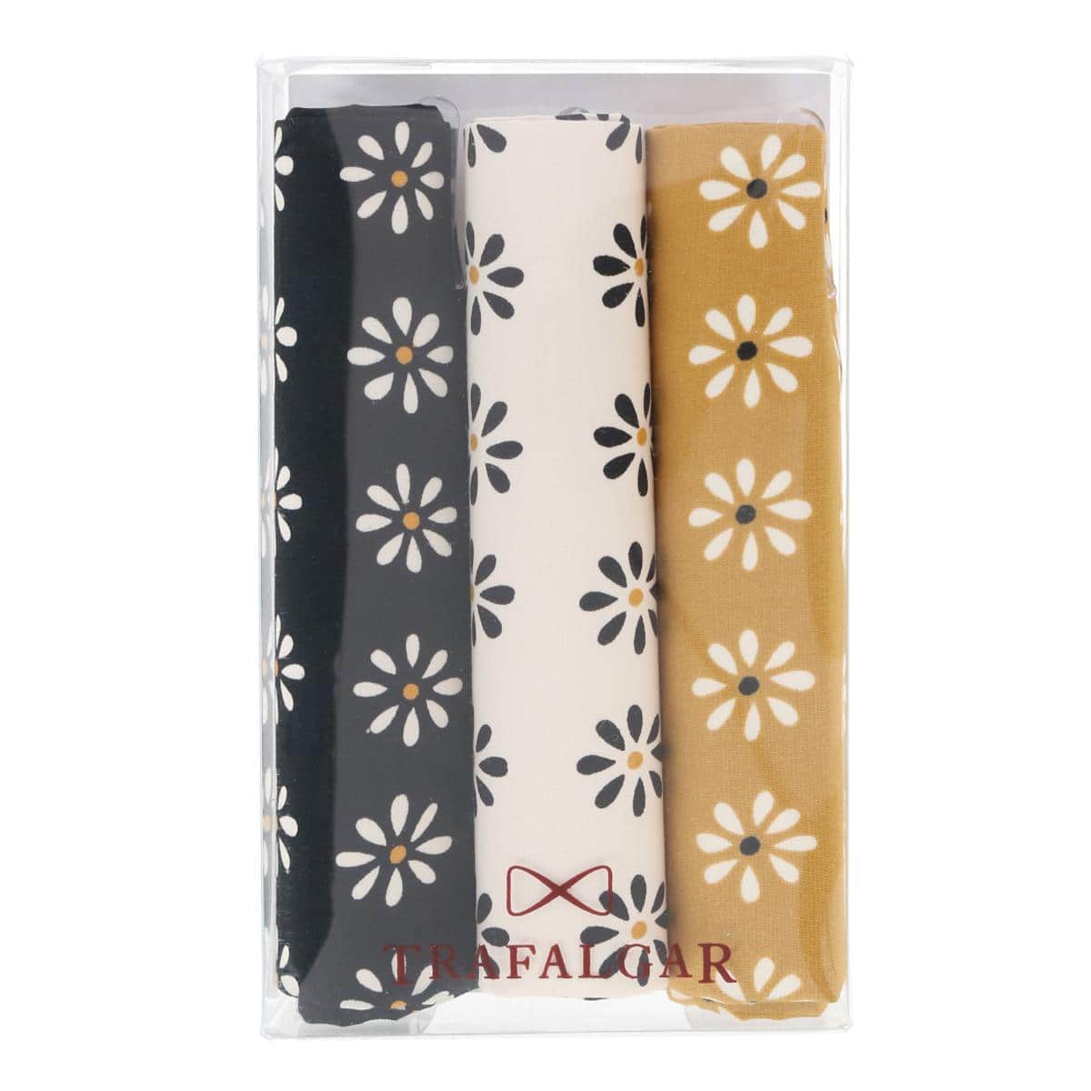 Mary's Rose Daisy Cotton Handkerchiefs (3 Pack) - Black, White, Gold