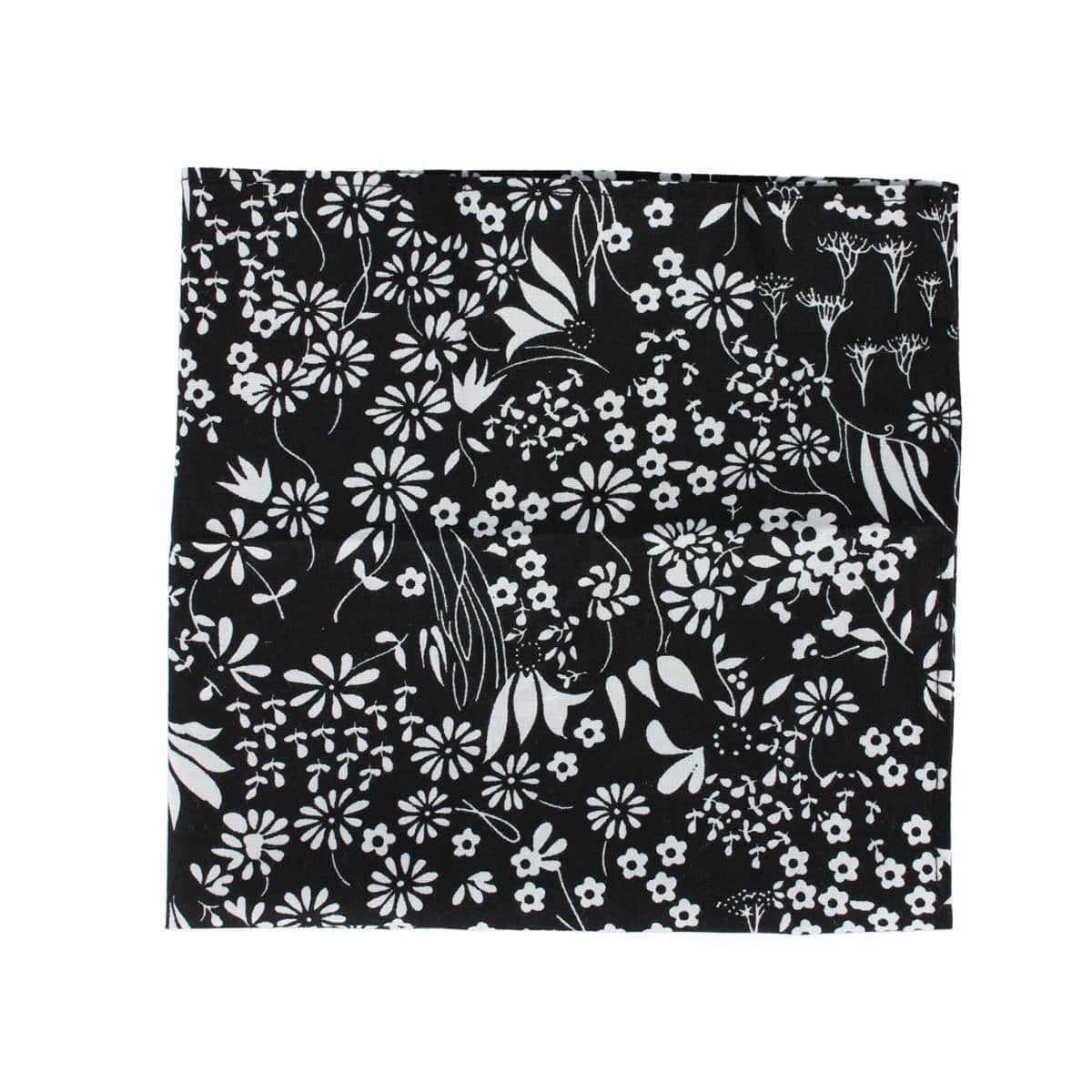 Ezra'a Stately Floral 3 Pack Cotton Handkerchiefs - Black, White, Navy Blue