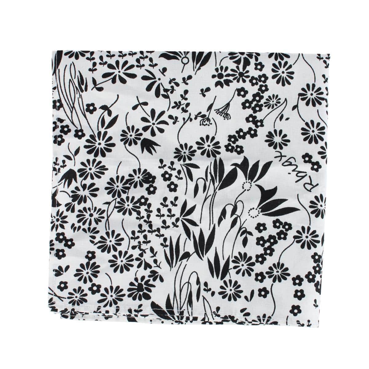 Ezra'a Stately Floral 3 Pack Cotton Handkerchiefs - Black, White, Navy Blue