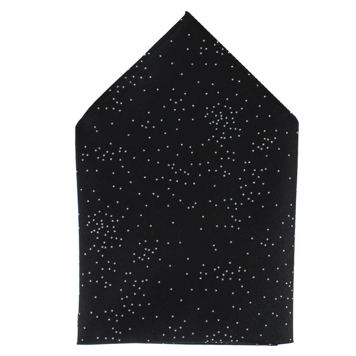 Mystere Metallic Star Light 12 x 12 Silk Pocket Square - Black