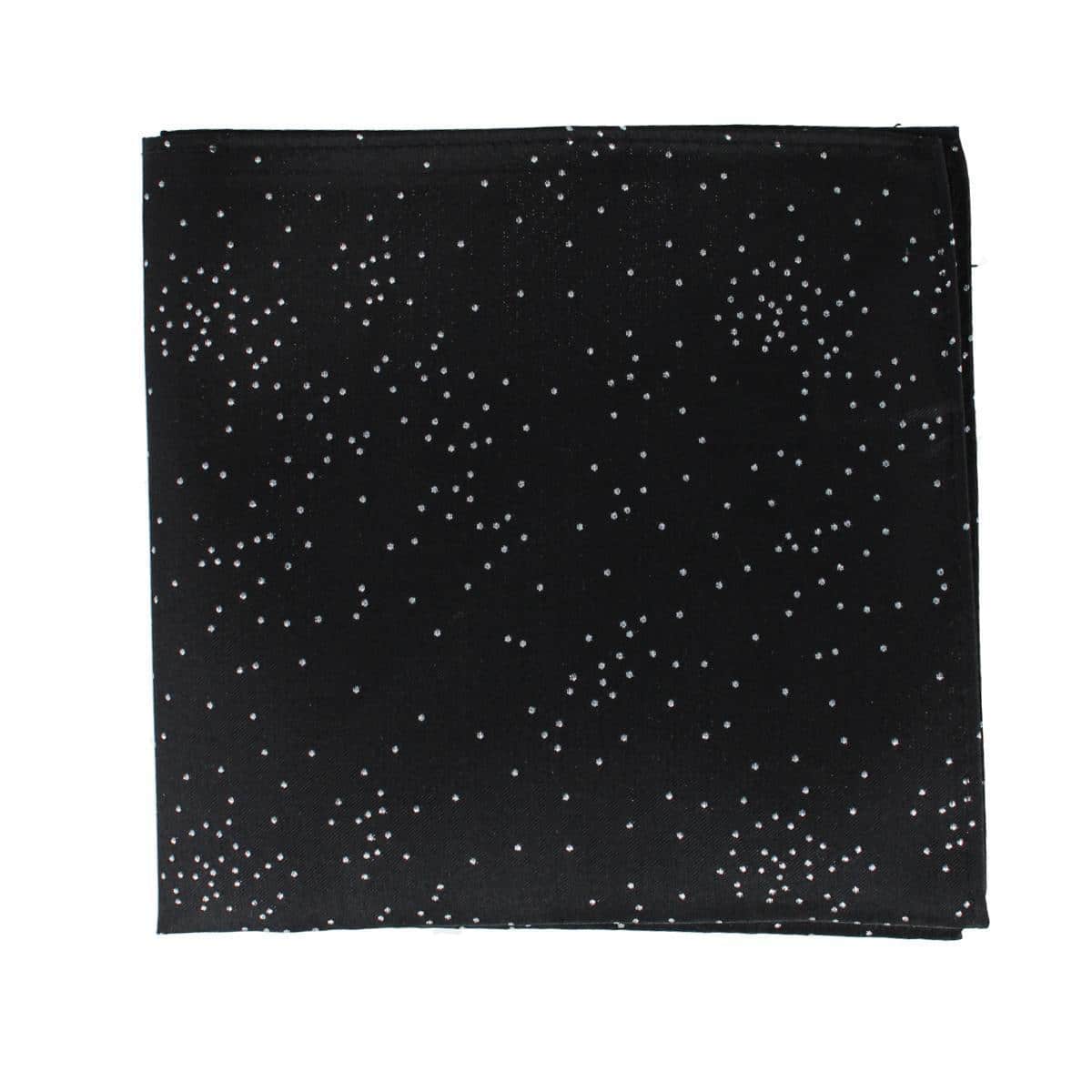 Mystere Metallic Star Light 12 x 12 Silk Pocket Square - Black