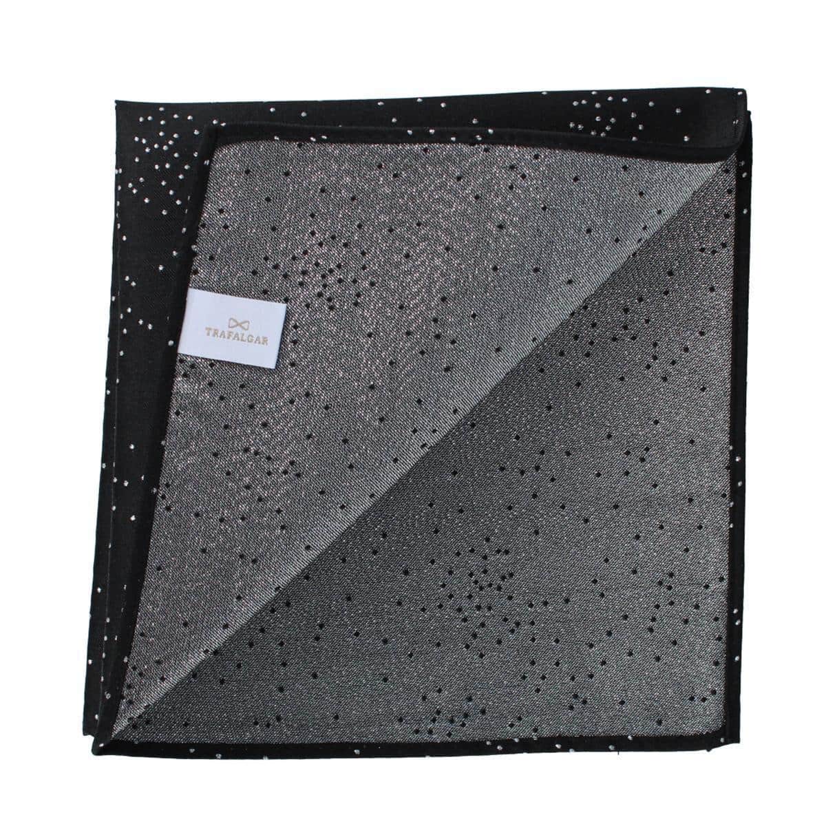 Mystere Metallic Star Light 12 x 12 Silk Pocket Square - Black
