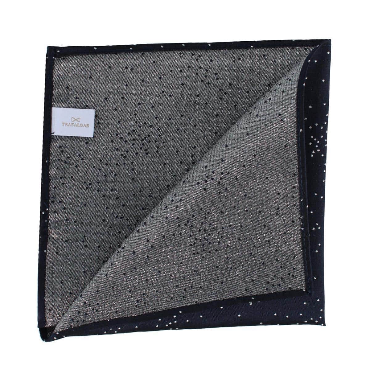 Mystere Metallic Star Light 12 x 12 Silk Pocket Square - Navy Blue
