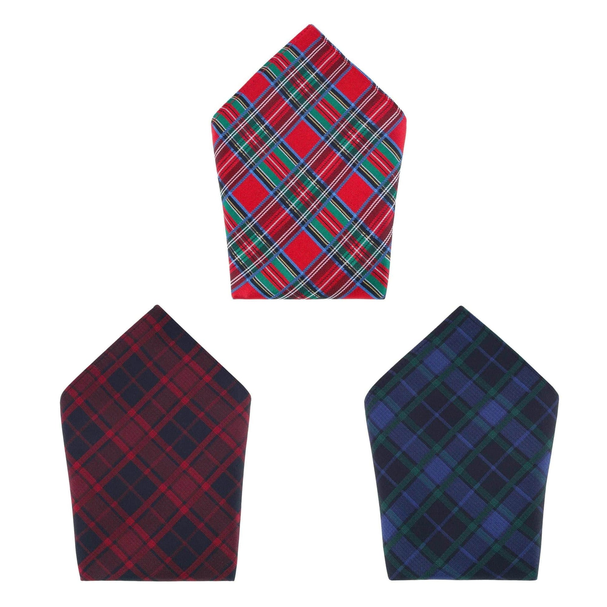 Plaid 13-inch Silk Pocket Square Trio 3 Pack - Plaid 3 Pack