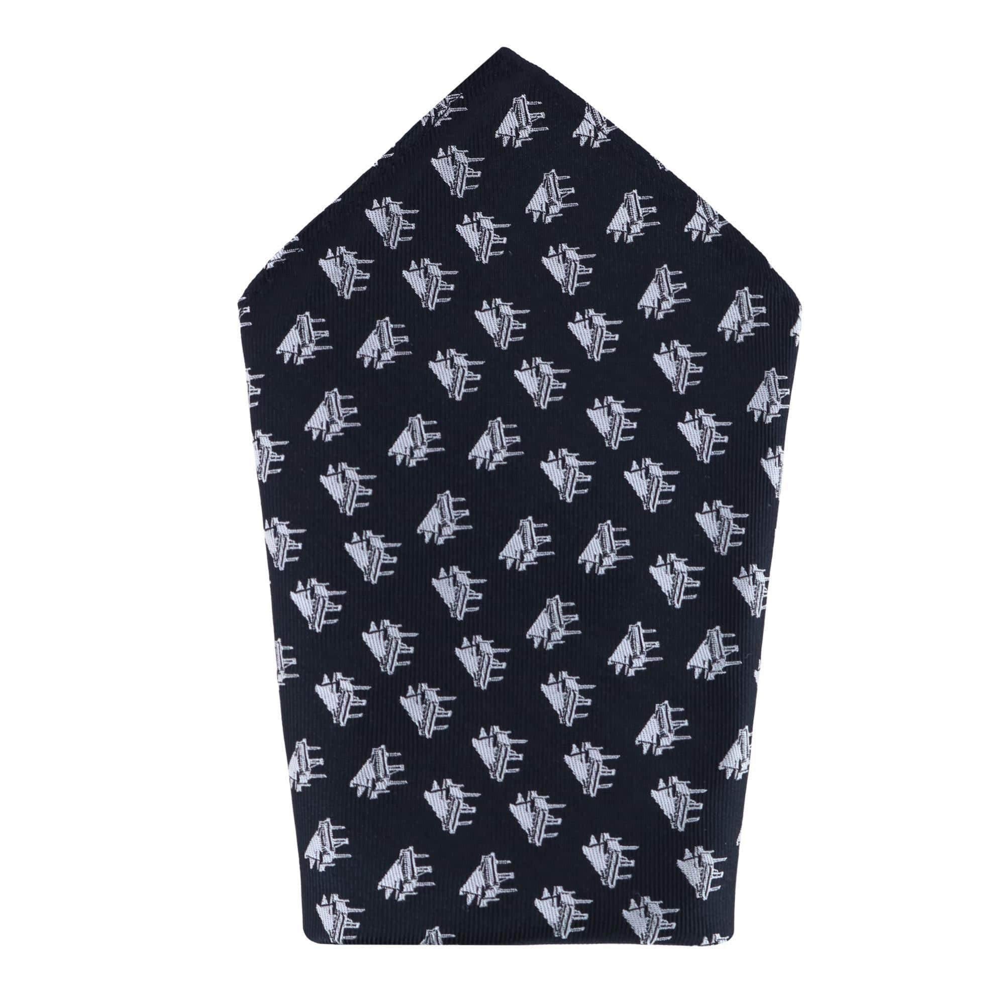The Chopin Classical Piano Silk Pocket Square - Black