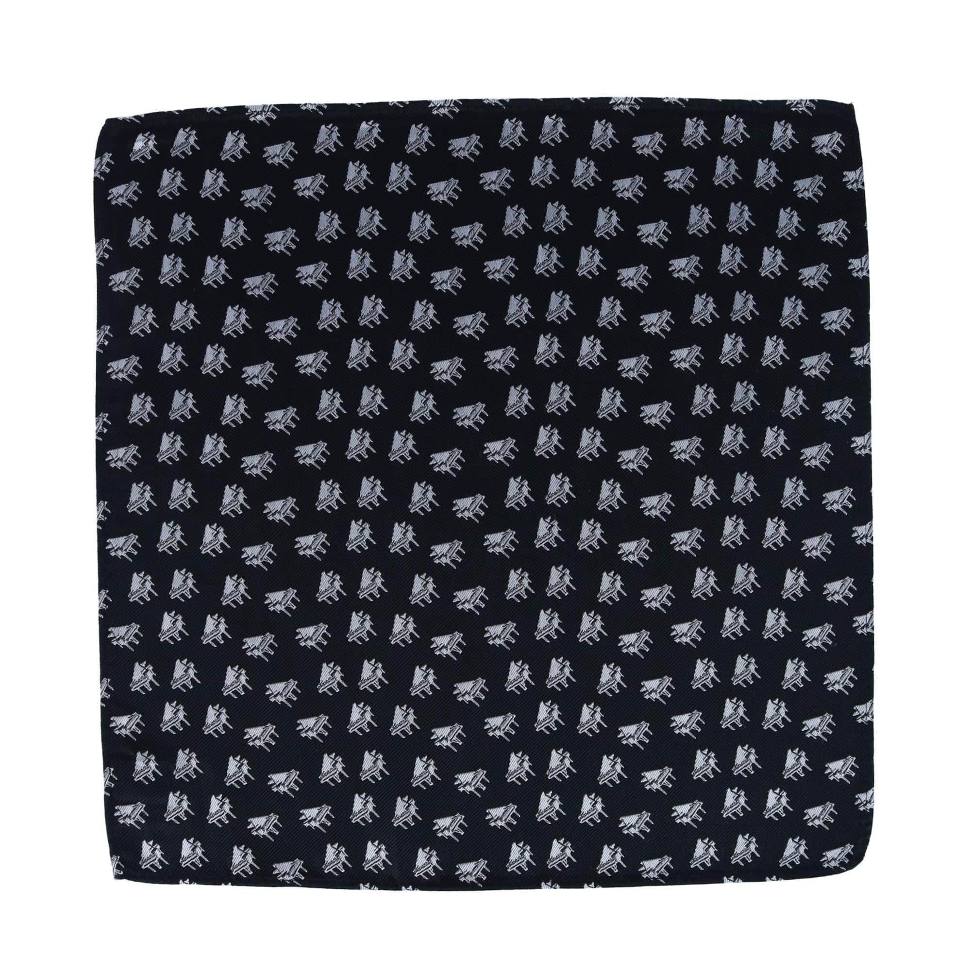 The Chopin Classical Piano Silk Pocket Square - Black