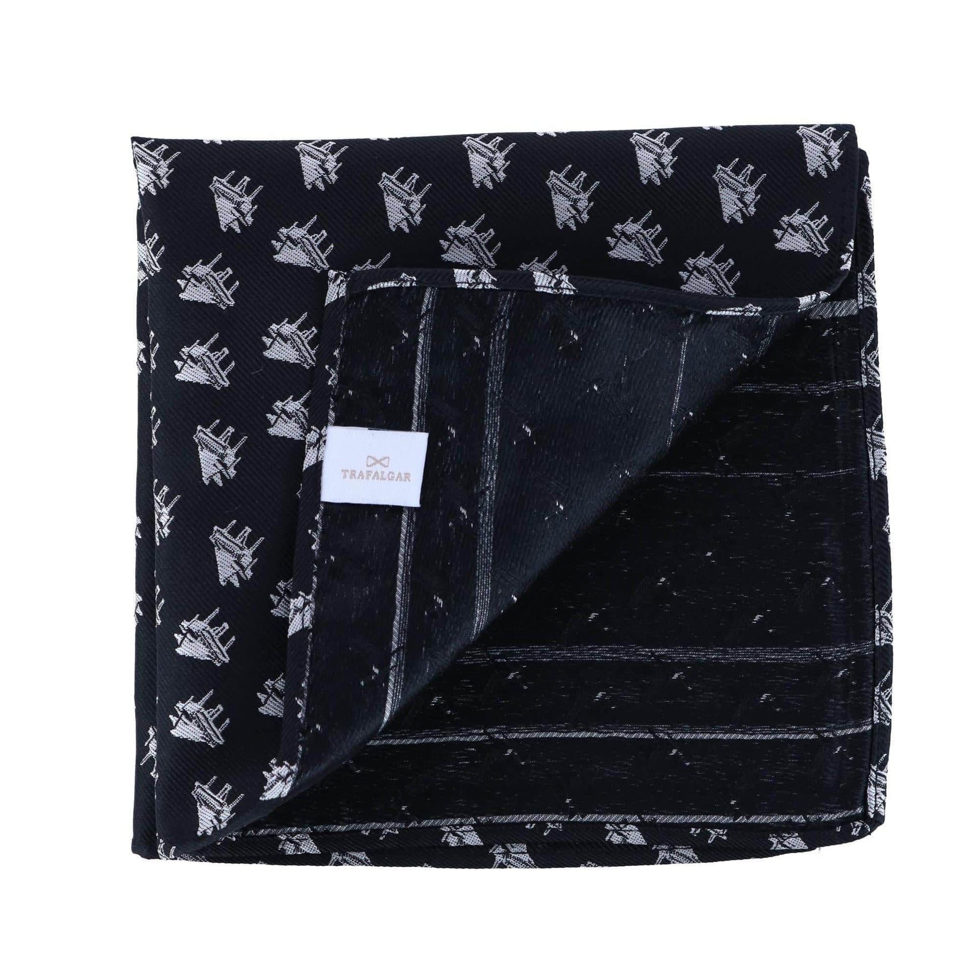 The Chopin Classical Piano Silk Pocket Square - Black
