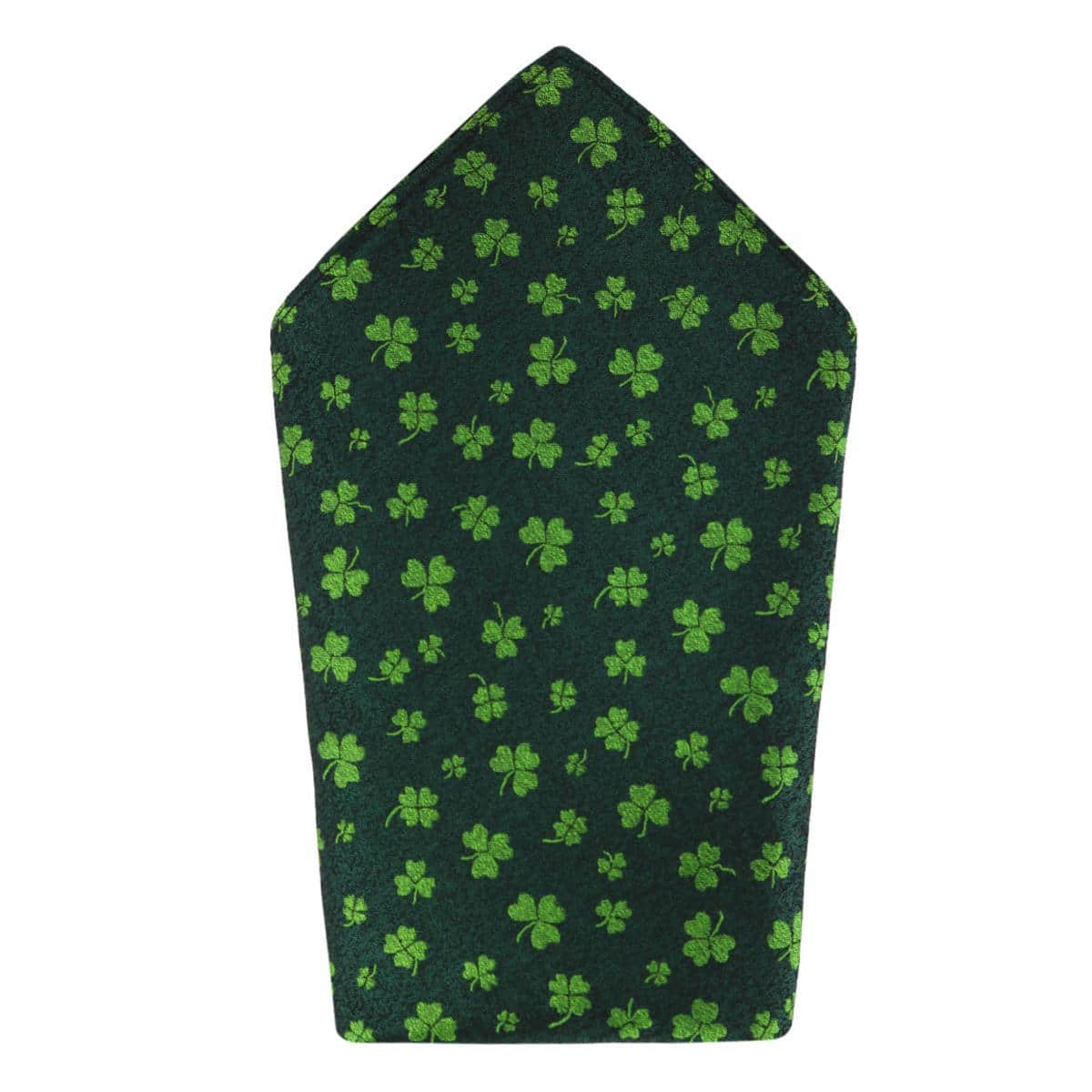 Green Shamrock Novelty Silk 12x12 Pocket Square - Green