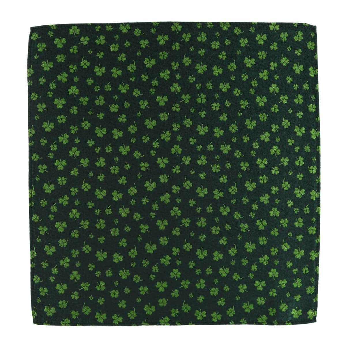 Green Shamrock Novelty Silk 12x12 Pocket Square - Green