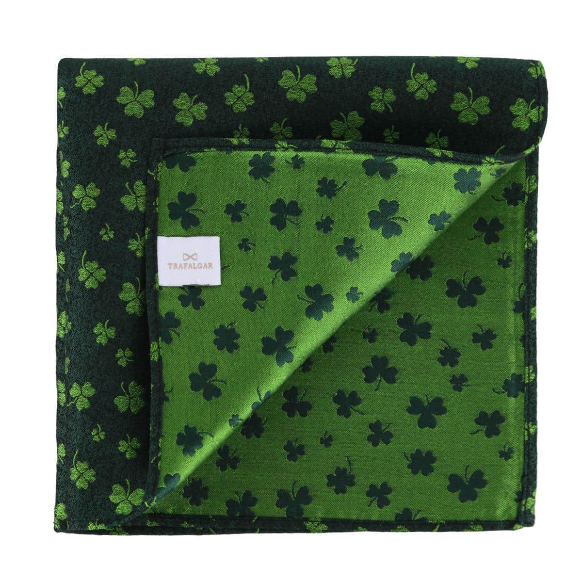 Green Shamrock Novelty Silk 12x12 Pocket Square - Green