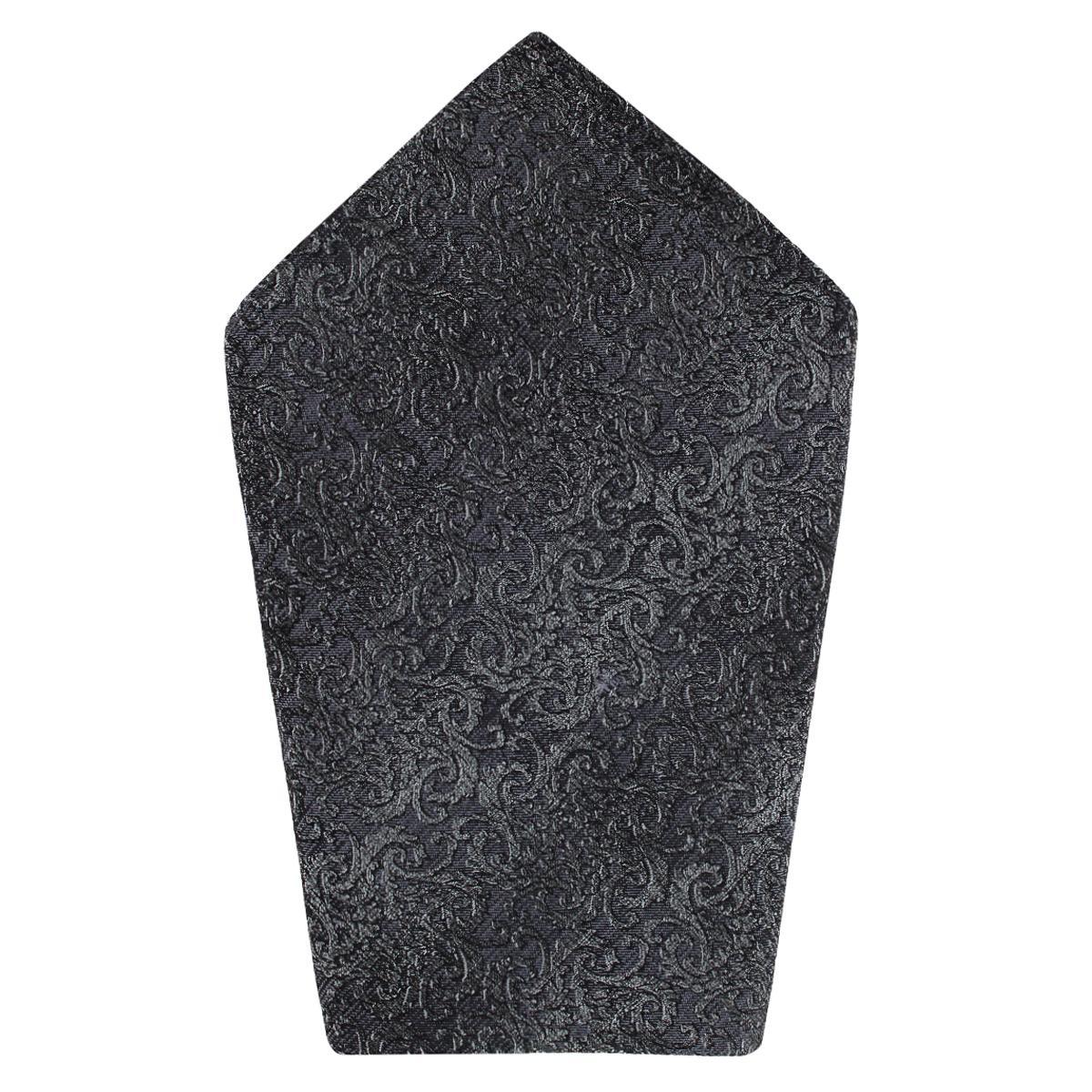 Esteban Scrolling Vines Tone on Tone Silk 12x12 Pocket Square - Silver and Black