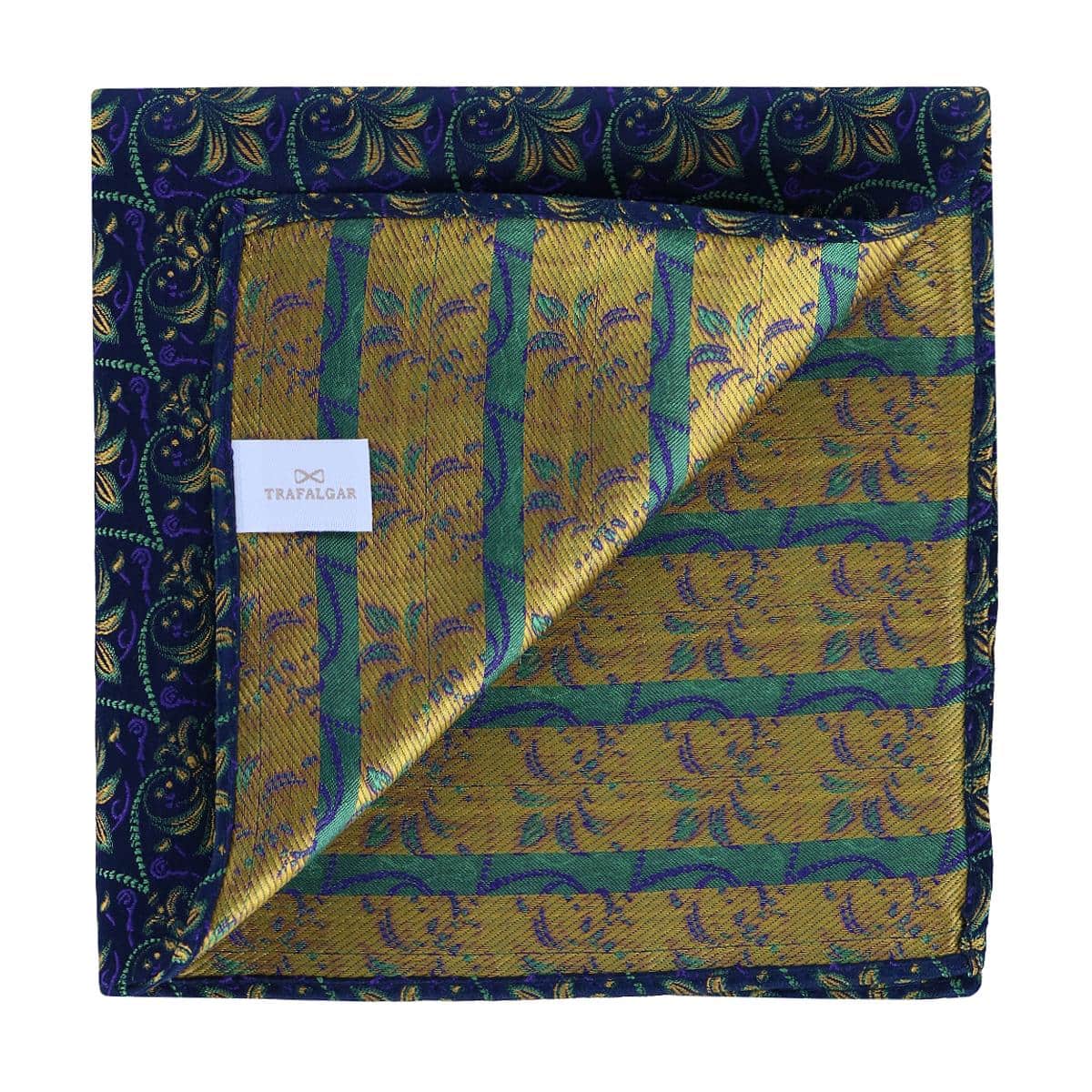 The French Quarter Fleur dis Lis Silk Novelty Pocket Square - Purple, Green, and Yellow