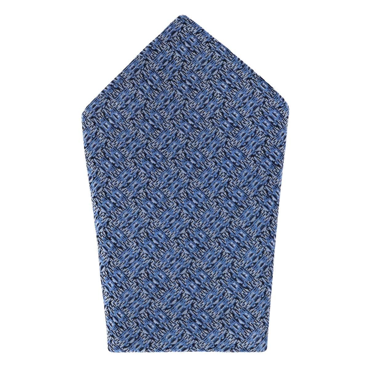 Benito's Blue Basketweave Patterned Silk Pocket Square - Light Blue