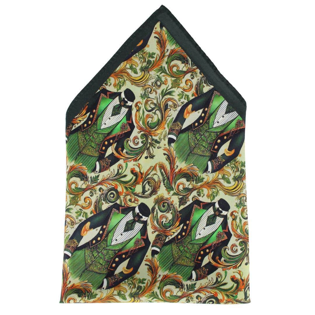 Shall We Dance Silk Novelty 12x12 Pocket Square - Green