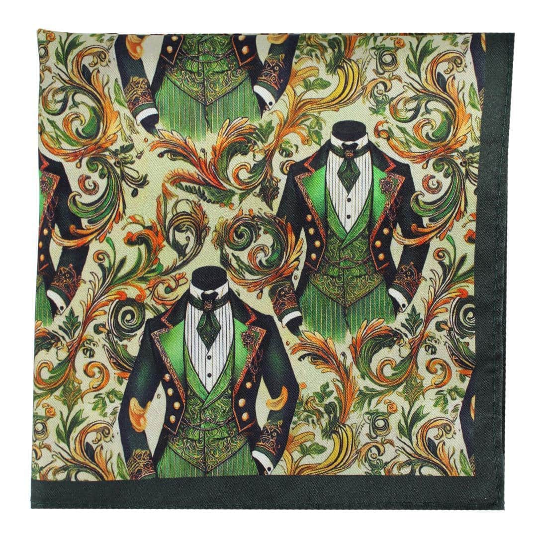 Shall We Dance Silk Novelty 12x12 Pocket Square - Green