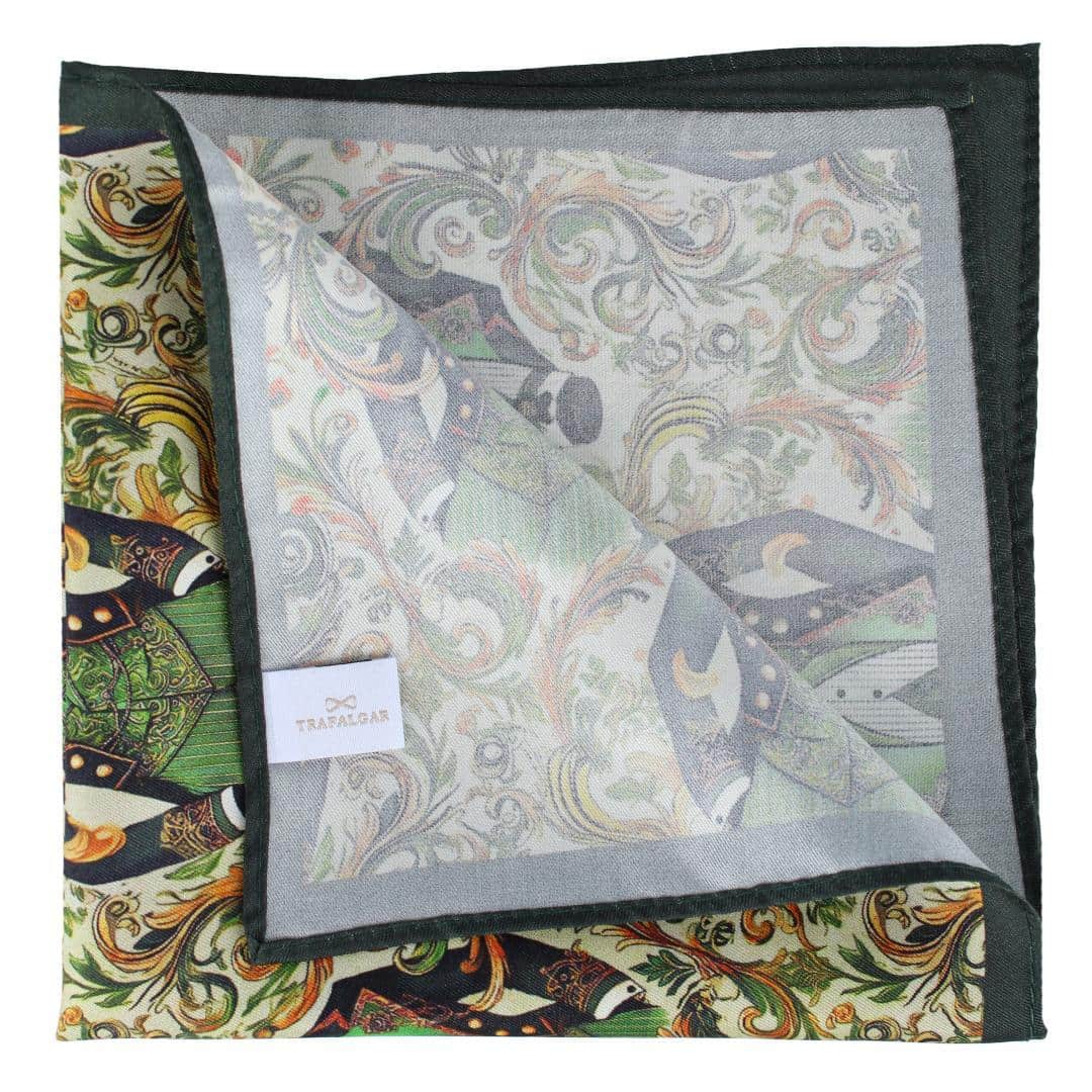 Shall We Dance Silk Novelty 12x12 Pocket Square - Green