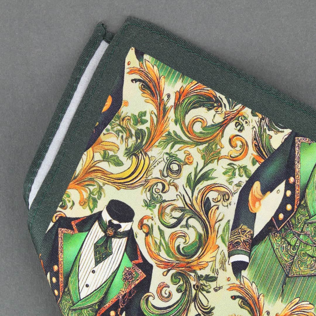 Shall We Dance Silk Novelty 12x12 Pocket Square - Green