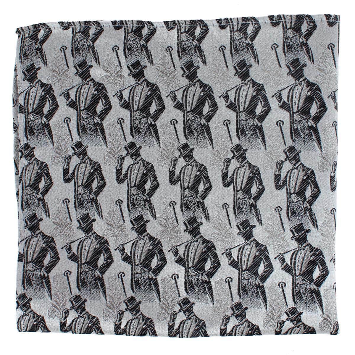 Ambrose Dapper Night 12x12 Silk Pocket Square - Silver and Black