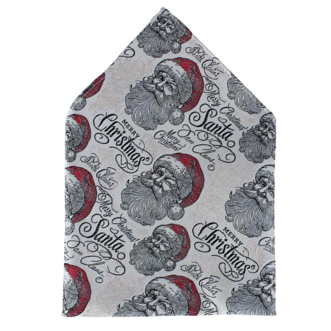 Santa Claus Is Watching Silk 12x12 Pocket Square - Cream