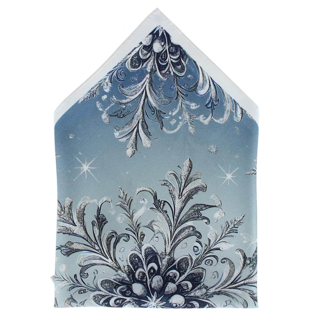 Clarence The Classy Snowflake Silk Holiday 12x12 Pocket Square - Light Blue