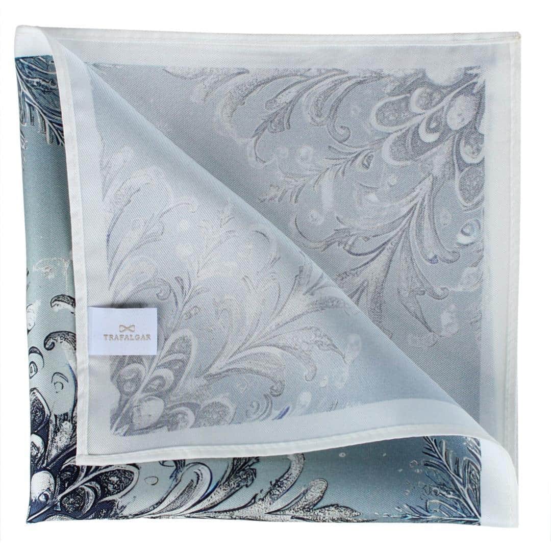 Clarence The Classy Snowflake Silk Holiday 12x12 Pocket Square - Light Blue